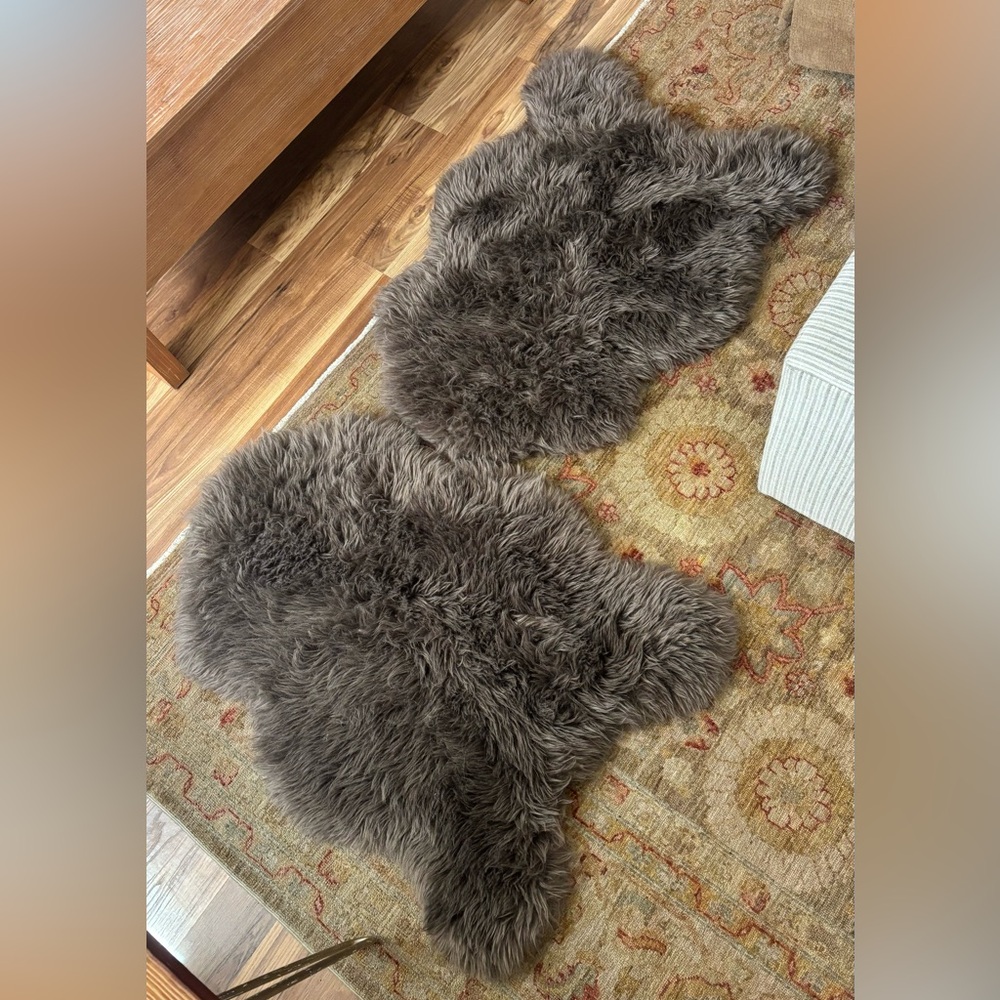 Pottery Barn Brown Faux Fur Rugs (comes as a set)